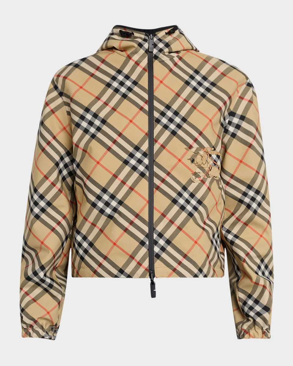 Reversible Check Crop Zip Jacket